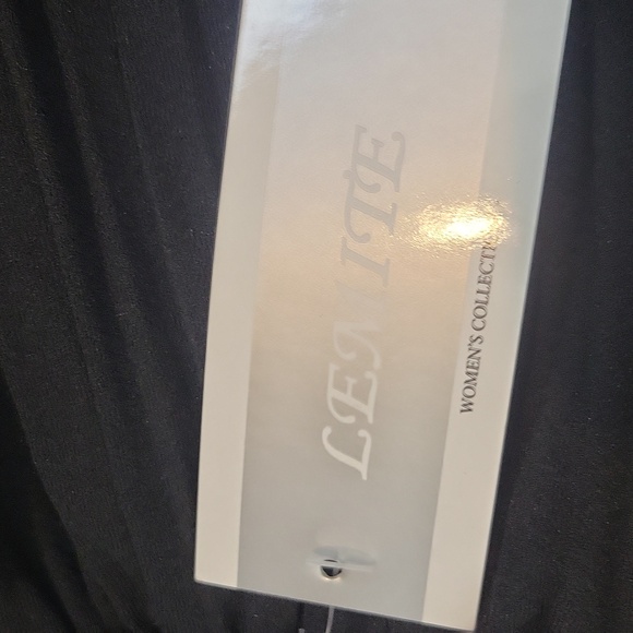 LEMITE Black Wrap Top Adjustable Strap Waist Sash Wide Acordian Leg Jumpsuit - Picture 11 of 16